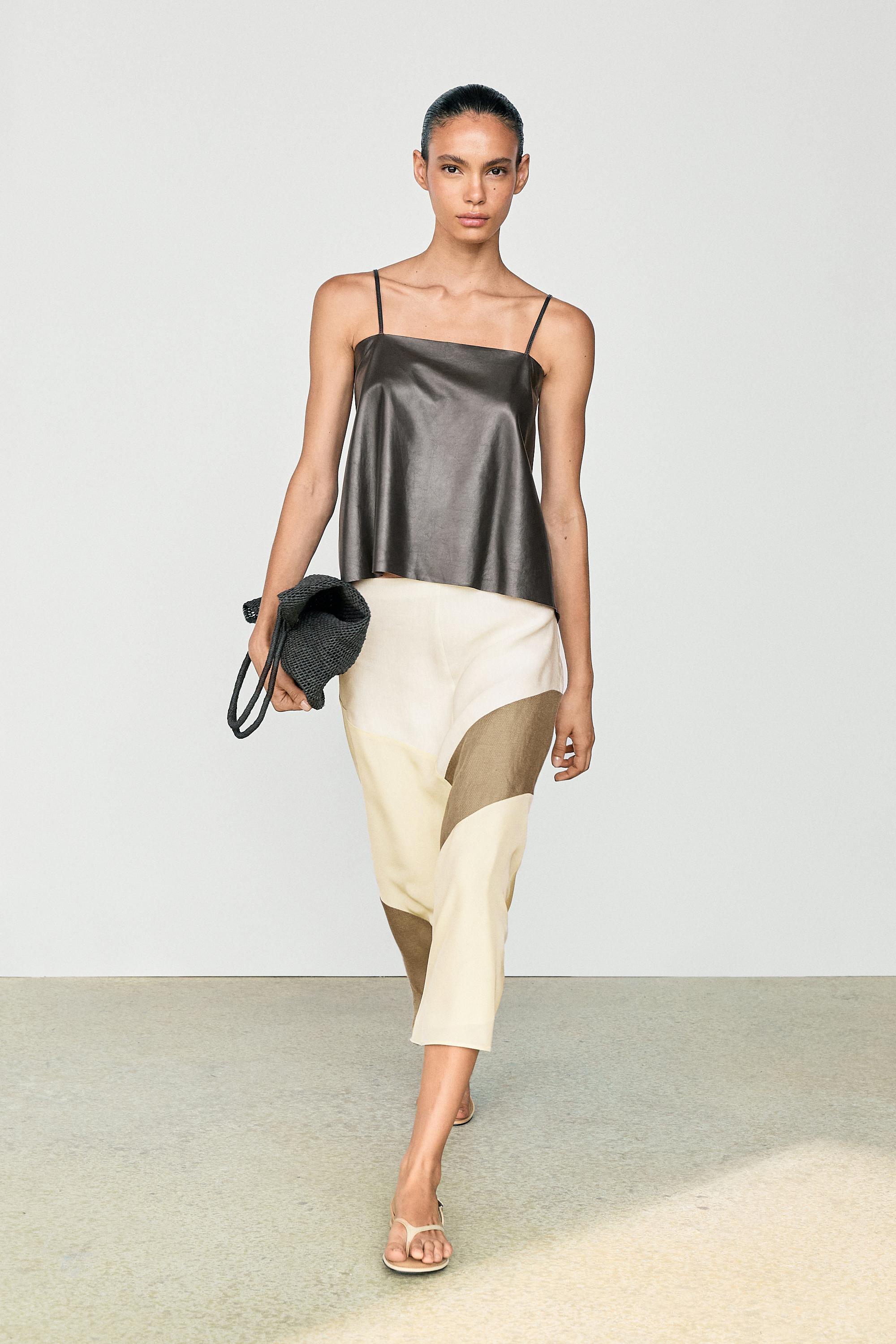 Jupe midi fluide patchwork